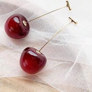 Elegant Red Cherry Drop Earrings